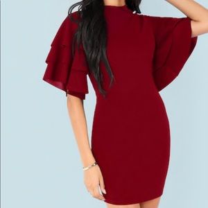 Shein Tiered Flounce Sleeve Bodycon Dress
